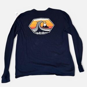 Quiksilver Navy Blue crew neck long sleeve graphic Tee XL